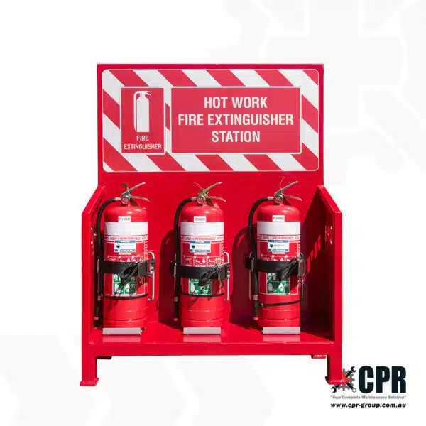 Hot Work Fire Extinguisher Station, extinguisher holder, front view